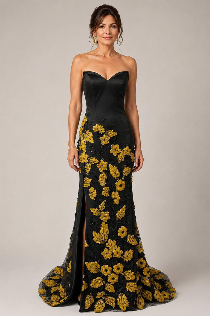 Trumpet-Mermaid Sweep-Brush Train Stretch Satin Mother of the Bride Dress CM0465