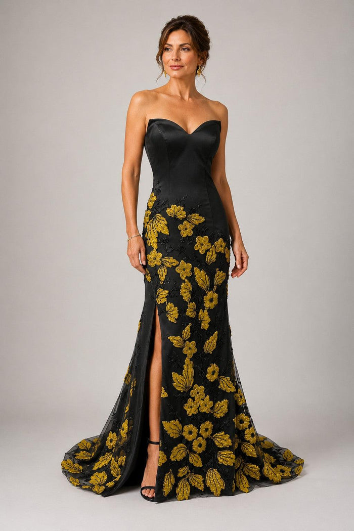 Trumpet-Mermaid Sweep-Brush Train Stretch Satin Mother of the Bride Dress CM0465