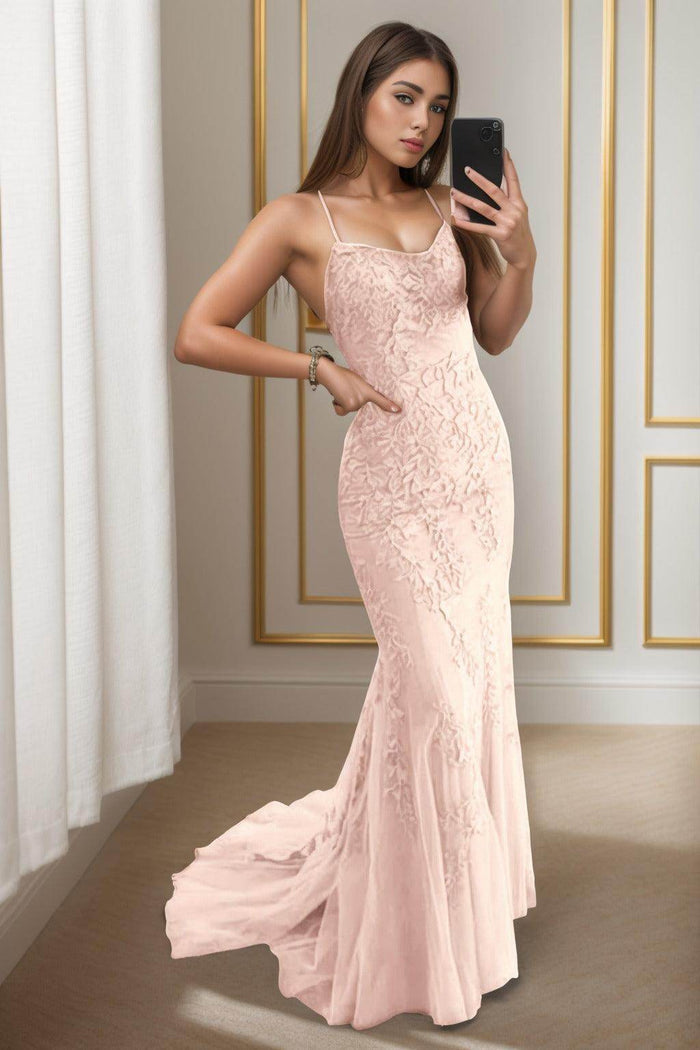 Trumpet-Mermaid Sweep-Brush Train Tulle Prom Dress CS0398 - COCOMELODY