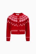 Tween Wrenna Fair Isle Cardigan - RED VELVET TRUFFLE