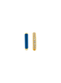 Earrings Ileana Makri Two In One Hoops Blue Enamel Zircon Gold Plated O/S Apoella