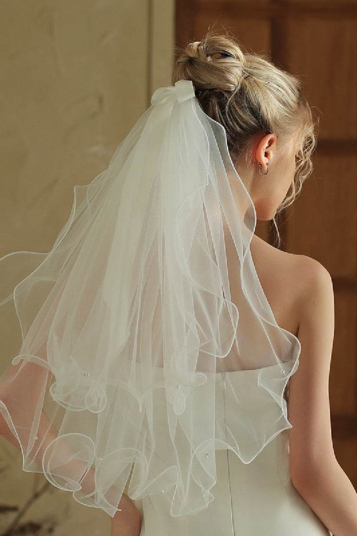 Two-tier Cut Edge Tulle Hip Veils with 889594187333 - COCOMELODY