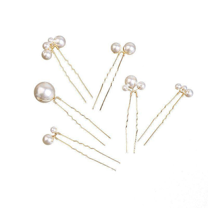 U-shaped Pearl Brida Hairpins 6 piece 684476301257 - COCOMELODY
