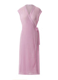 Dresses APLA Upsilon Crinkled Long Wrap Dress Pink Apoella