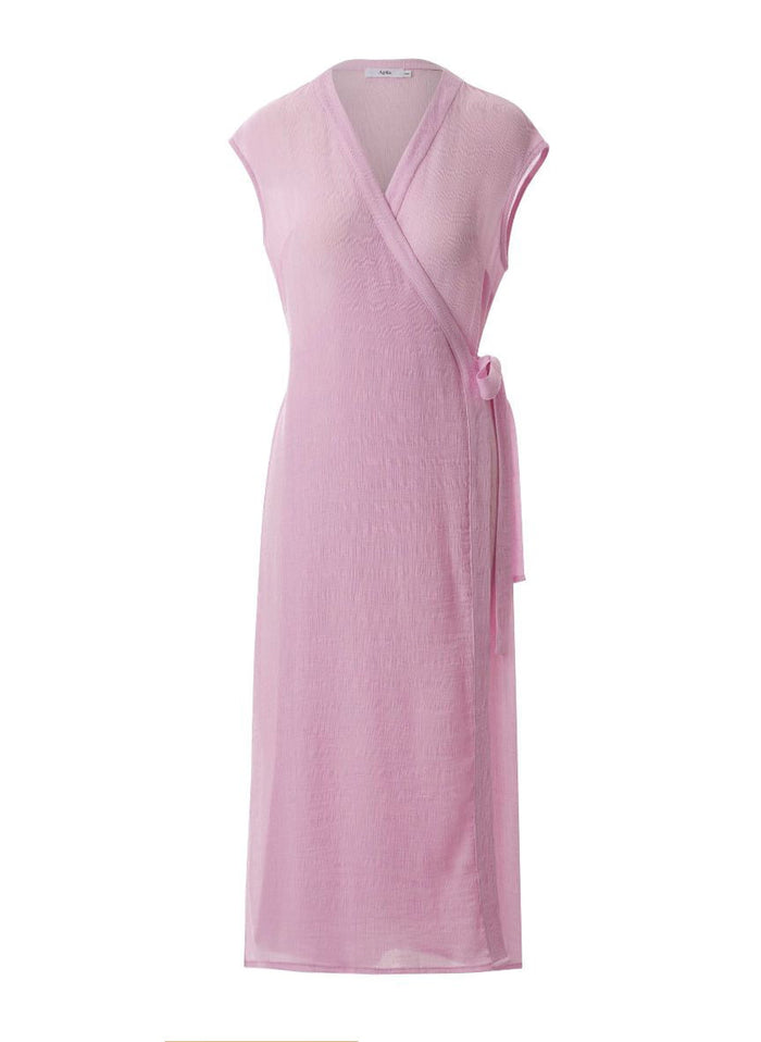 Dresses APLA Upsilon Crinkled Long Wrap Dress Pink Apoella
