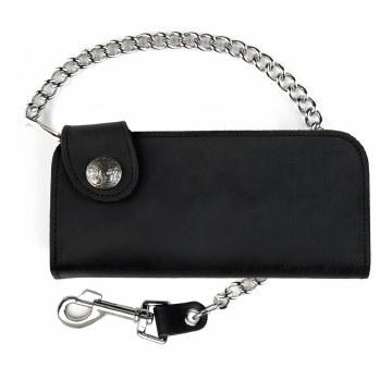 USA-Made Side Snap Wallet With Buffalo Snap Black: *Bufalo Snap Closure*12” Detachable Chain w/ Trigger Hook*I