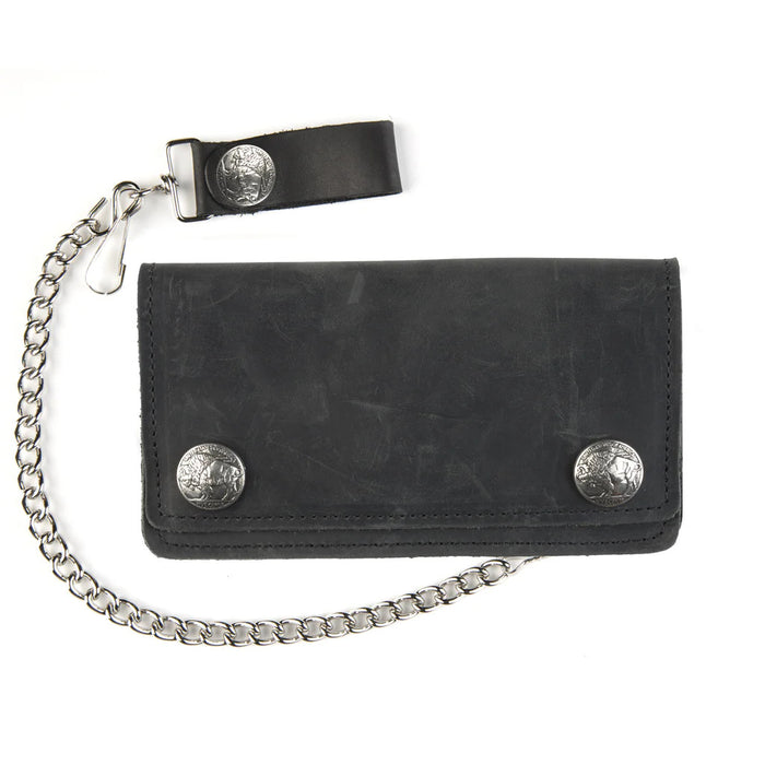 USA-Made UB410 6" Biker Wallet With Buffalo Snaps: 6" Biker Wallet W/Bu