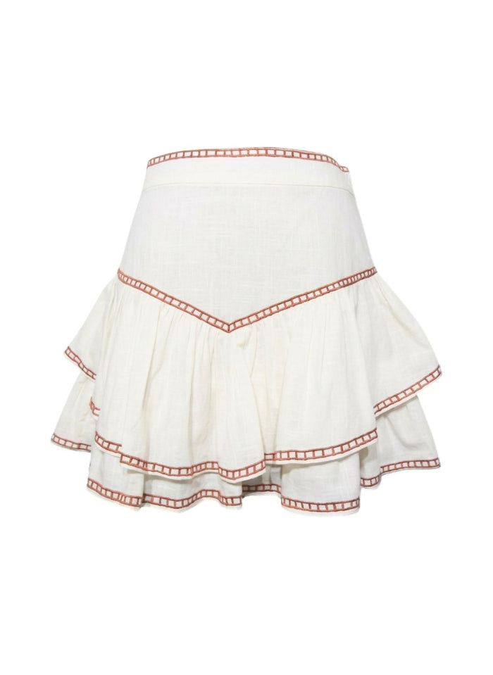 Skirts Scarlett Poppies Vannie Mini Skirt Papyrus / Burnt Orange Apoella