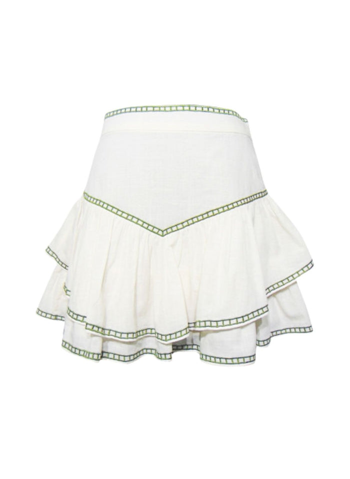 Skirts Scarlett Poppies Vannie Mini Skirt Papyrus / Calla Green Apoella
