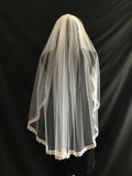 Veil 130lace a: Fingertip lace edge ivory/dark ivory