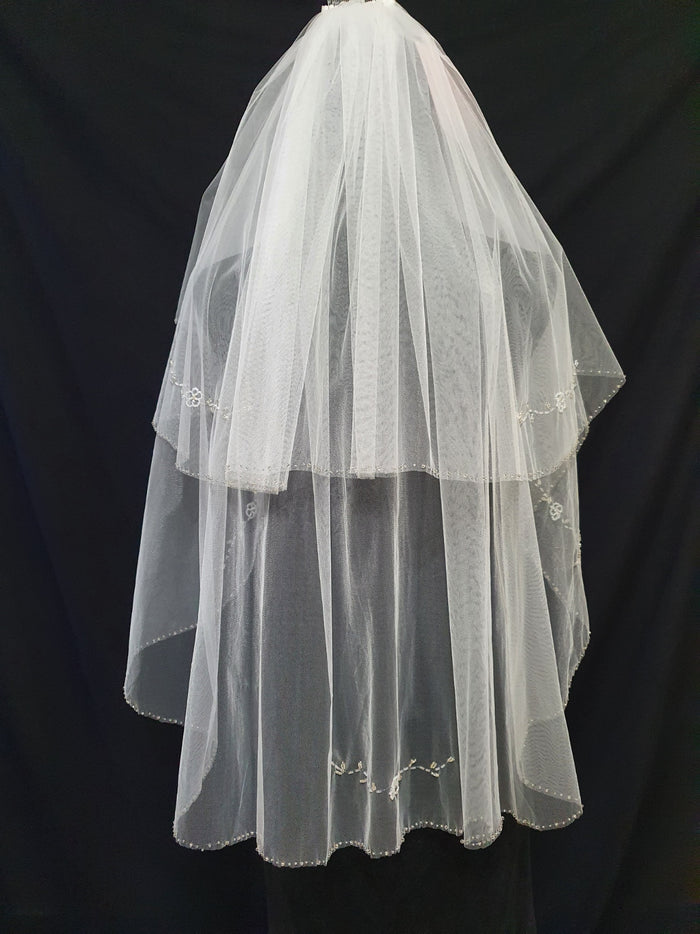 Veil 320misc: Fingertip beaded edge 2 tier