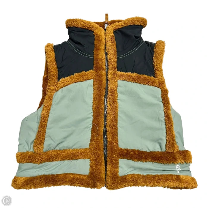 Vest Faux Fur & Sherpa By Free People In Black & Green, Size: S