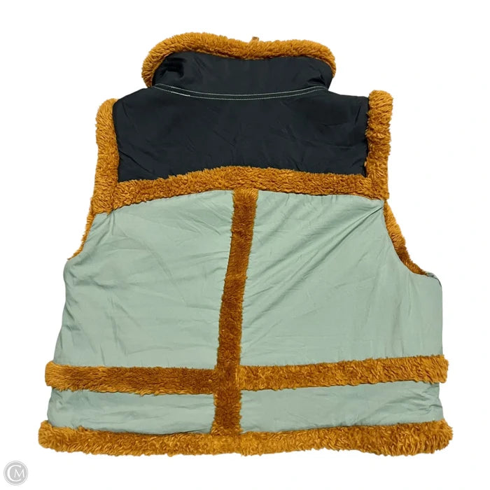 Vest Faux Fur & Sherpa By Free People In Black & Green, Size: S