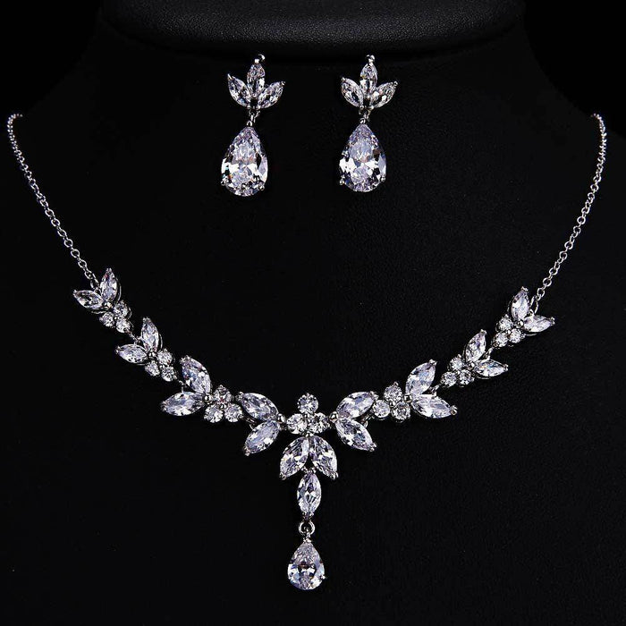 Water Drop Zircon Necklace Bridal Accessory 616165232392 - COCOMELODY