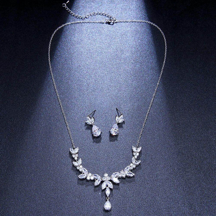 Water Drop Zircon Necklace Bridal Accessory 616165232392 - COCOMELODY
