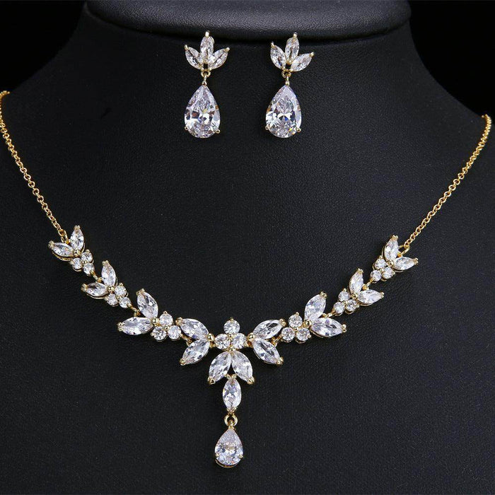 Water Drop Zircon Necklace Bridal Accessory 616165232392 - COCOMELODY