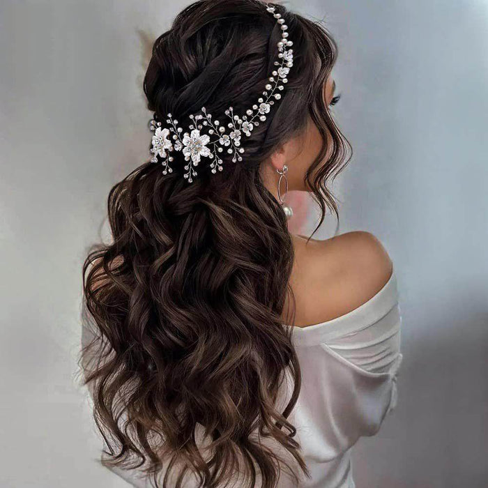 White resin flowers small plum hair spearhead hair accessories for brides 735452815069 - COCOMELODY