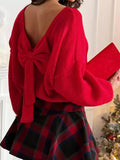 Back Bowknot Long Sleeve Sweater - Allen Fitness | Running Shoes, Leggings & Activewear UK