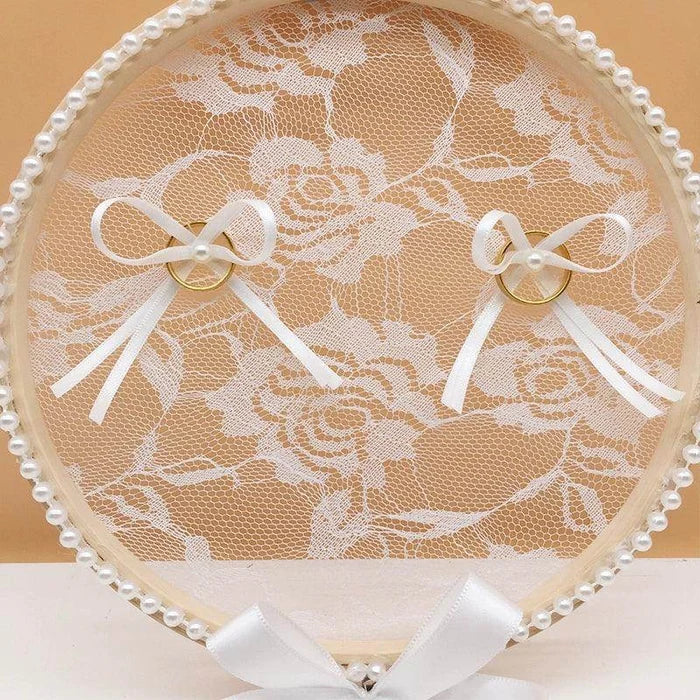 Wooden ring with lace ring pillow 581421564395 - COCOMELODY