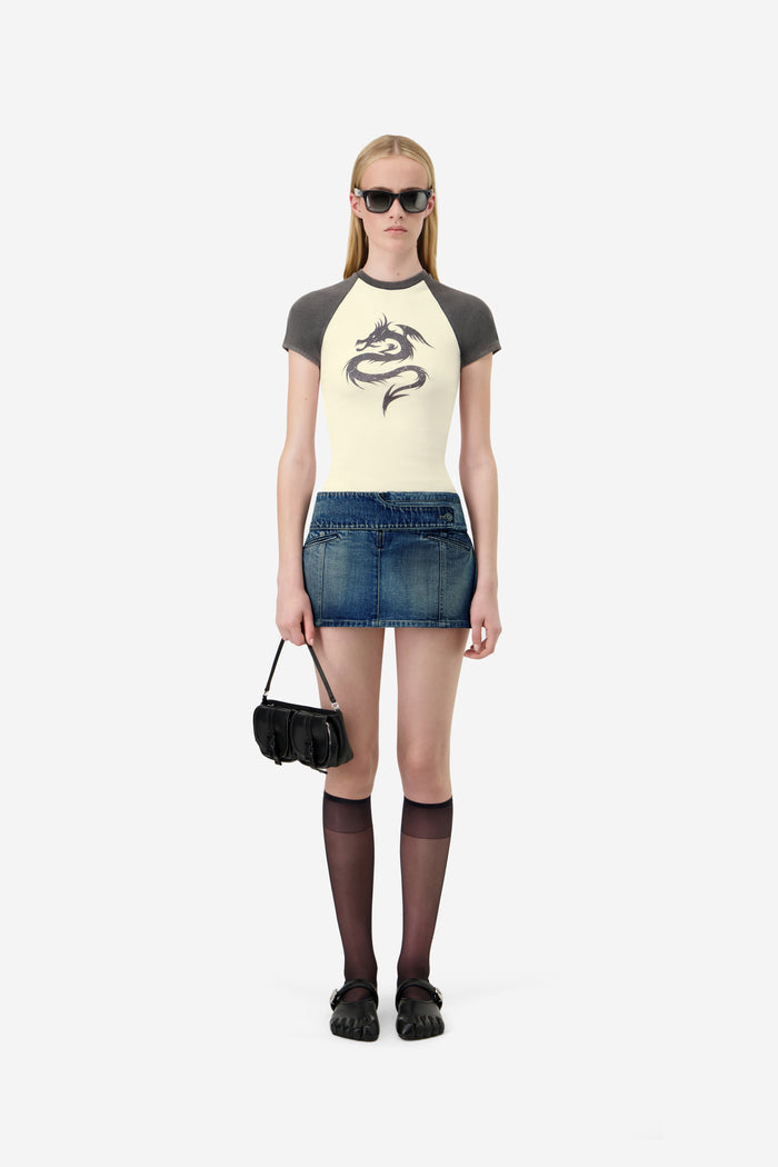 Yoke Denim Skirt