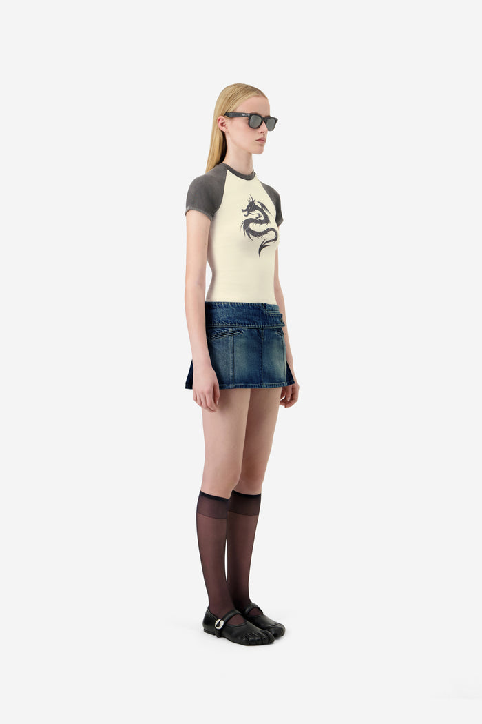 Yoke Denim Skirt